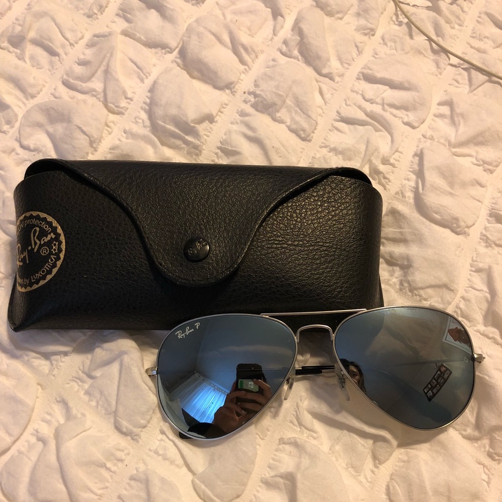 Silver/blue reflective ray ban sunglasses